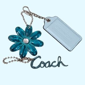 Coach Teal Flower Keychain Set